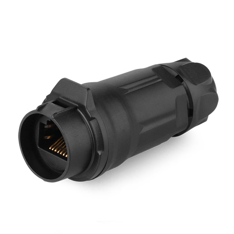 CNLINKO LP-16 RJ45 Connectors, 8P8C Dual Port Connector,Circular Connector for Network Connections, Male Plug and Female Plug IP67 Waterproof Connector M16 (RJ45 in-Line Set) - Image 2